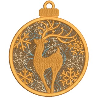 Christmas decoration gold deer and snowflakes embroidery design - Embroidery Design