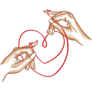 Red string of fate embroidery design - Embroidery Design
