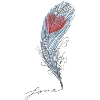 Love written with a feather embroidery design - Embroidery Design