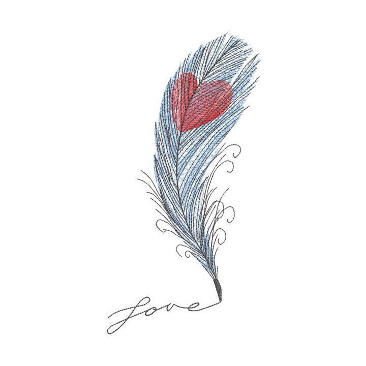 Love written with a feather embroidery design - Embroidery Design