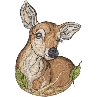Fawn and snail embroidery design - Embroidery Design