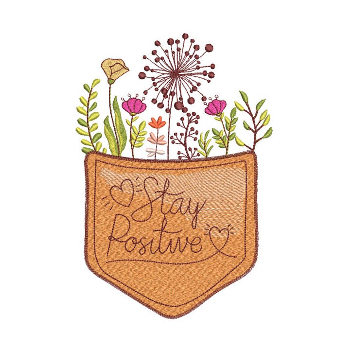 Pocket stay positive embroidery design - Embroidery Design