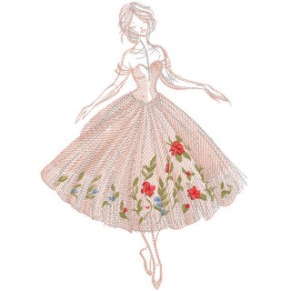 Girl in summer dress embroidery design - Embroidery Design