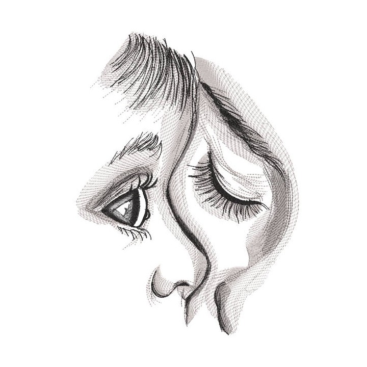 Mother and baby greyscale art embroidery design - Embroidery Design