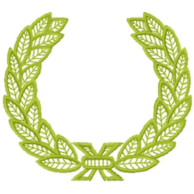 Laurel wreath embroidery design featuring intricate leaves and elegant curves, ideal for FSL and decoration projects.