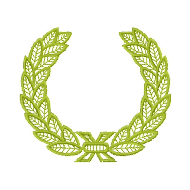 Laurel wreath embroidery design featuring intricate leaves and elegant curves, ideal for FSL and decoration projects.