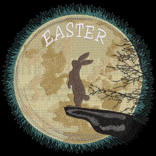 Easter bunny backdrop big moon embroidery design - Embroidery Design