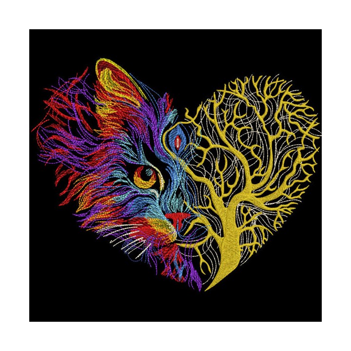 Cat tree love embroidery design - Embroidery Design