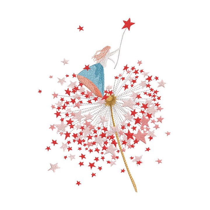 Fairy Star Dandelion embroidery design - Embroidery Design