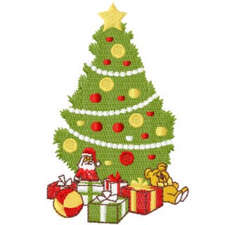 Christmas tree and toys embroidery design - Embroidery Design