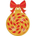 Gold Christmas ball featuring intricate candy embroidery design, perfect for holiday decorations.
