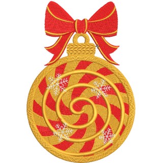 Christmas ball gold candy embroidery design - Embroidery Design