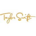 Taylor Swift logo embroidery design featuring stylish lettering and intricate stitching details on a textured background.
