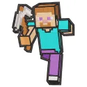 Steve Minecraft embroidery design featuring a pixelated character with a blocky style on a colorful background.