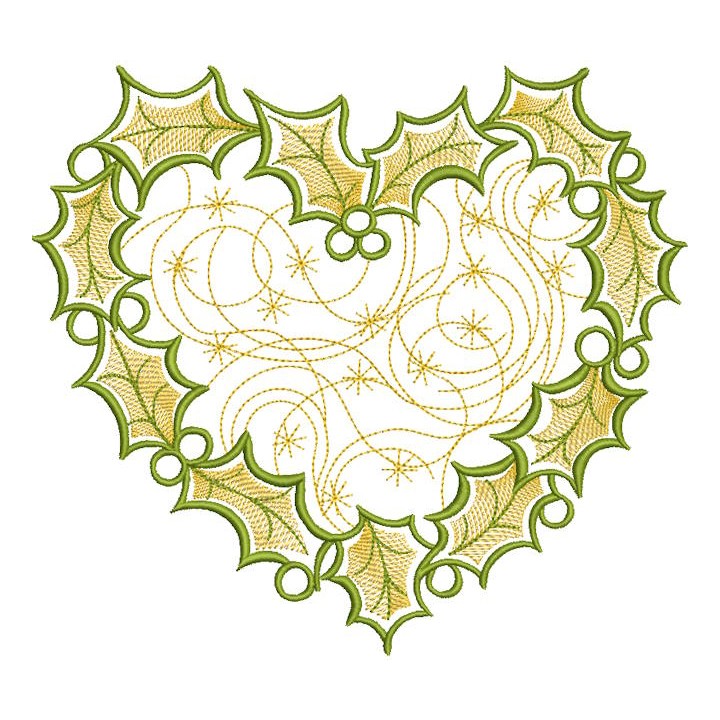 Christmas leaf wreath embroidery design - Embroidery Design