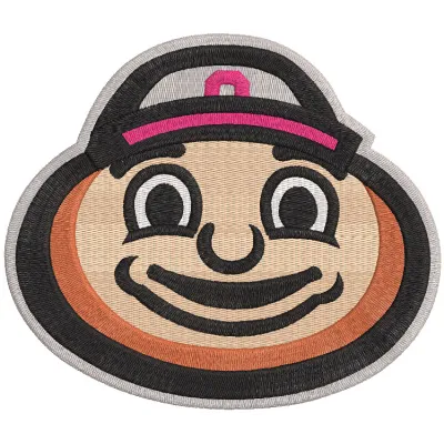 Ohio State Buckeyes mascot logo embroidery design featuring the iconic helmet and scarlet and gray colors.
