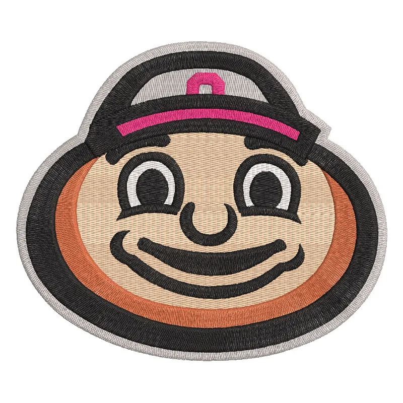 Ohio State Buckeyes mascot logo embroidery design featuring the iconic helmet and scarlet and gray colors.