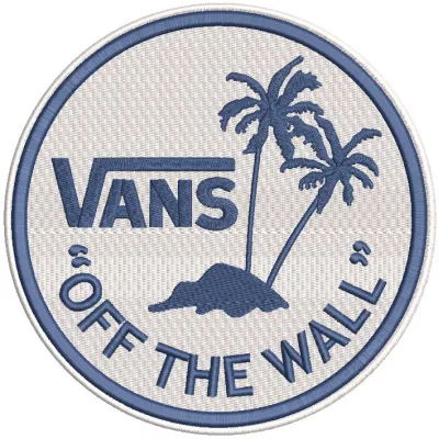 Vans round logo embroidery design featuring a classic circular logo on a fabric background.
