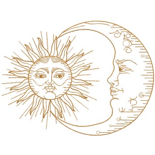 Gold crescent and moon embroidery design - Embroidery Design