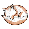 A charming sleeping little fox embroidery design showcasing intricate stitching and soft colors.