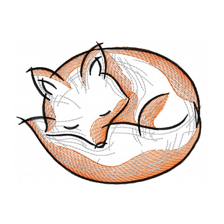 Sleeping little fox embroidery design - Embroidery Design