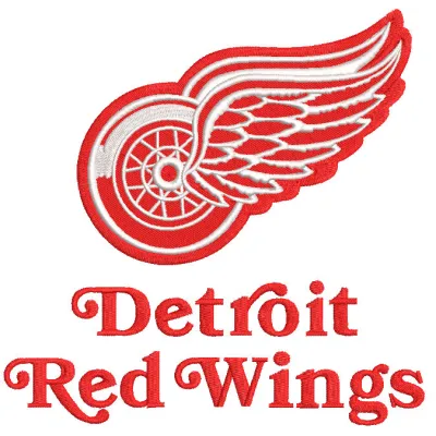 Detroit Red Wings big logo embroidery design featuring the team's iconic winged wheel emblem.