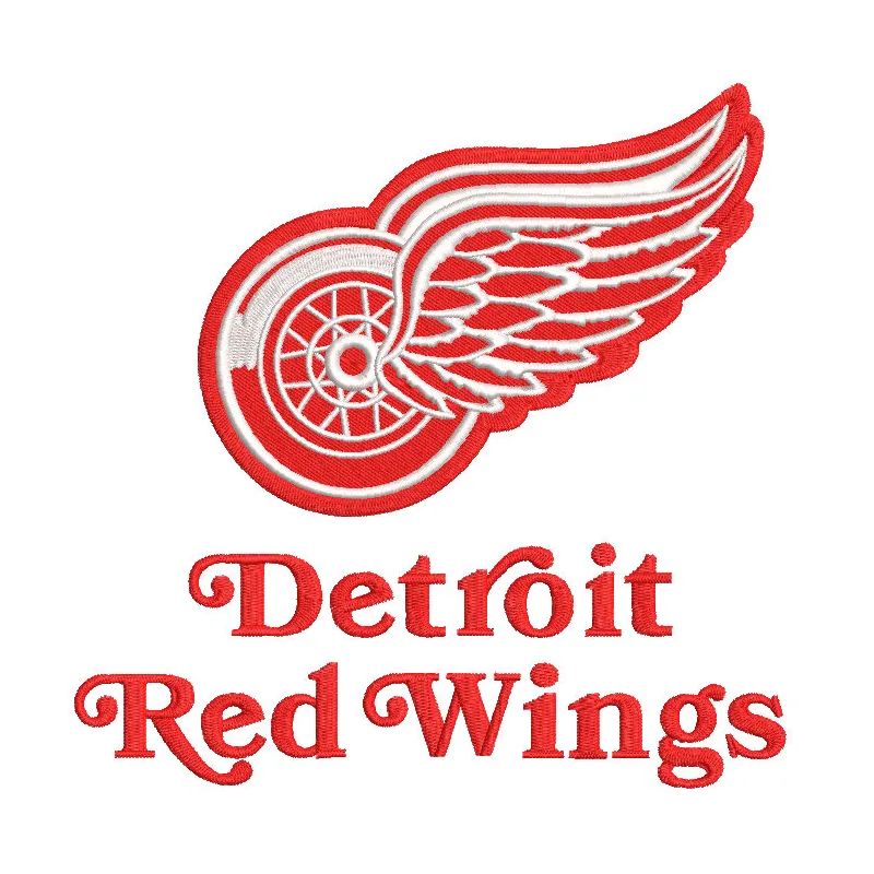 Detroit Red Wings big logo embroidery design featuring the team's iconic winged wheel emblem.