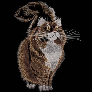 Big fluffy cat embroidery design - Embroidery Design
