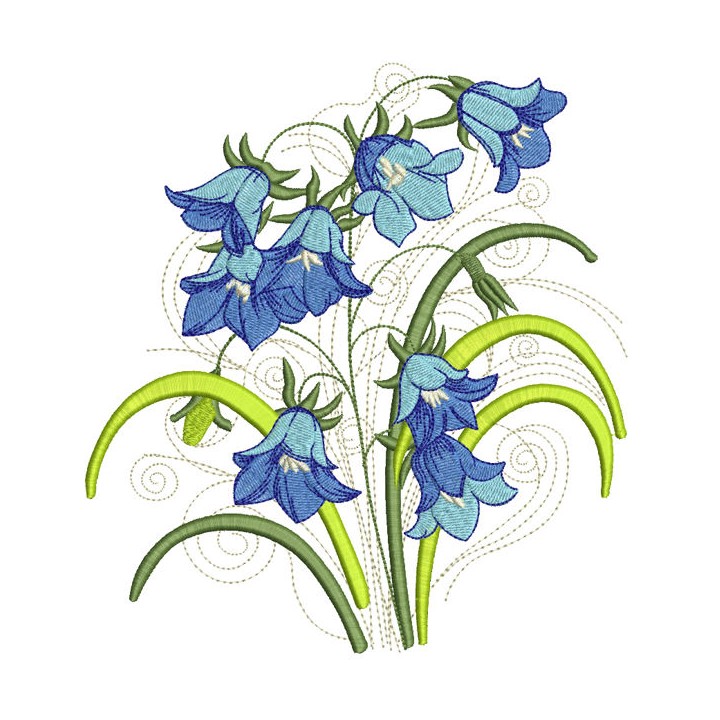 Bluebells flowers bouquet embroidery design - Embroidery Design