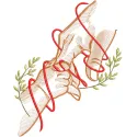 Embroidery design featuring a parent holding a child's hand, symbolizing love and connection, ideal for baby items.