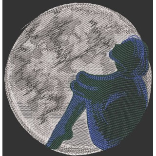 Girl against the moon embroidery design - Embroidery Design