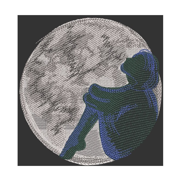 Girl against the moon embroidery design - Embroidery Design