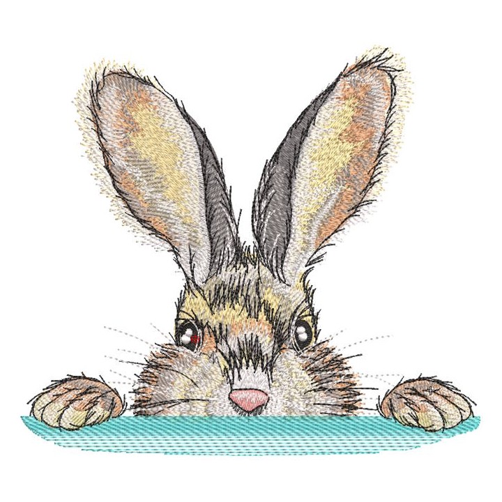 Hiding bunny embroidery design - Embroidery Design