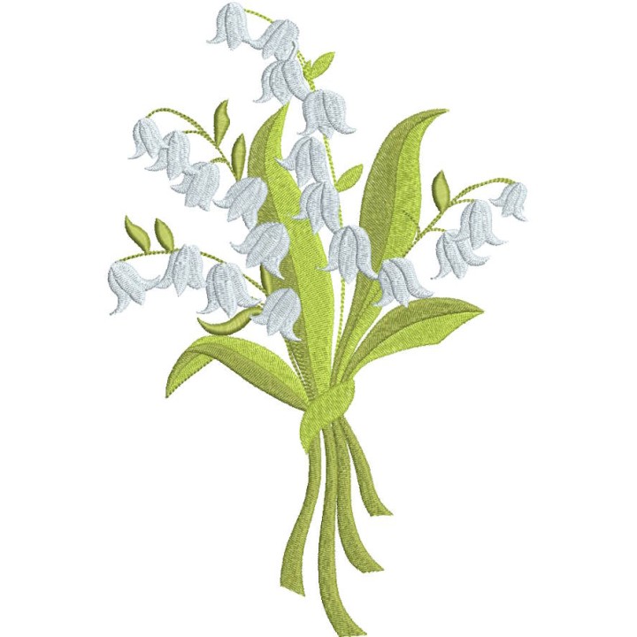 Lilies of the valley spring bouquet embroidery design - Embroidery Design