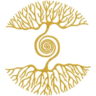 Tree of Life embroidery design featuring intricate patterns and vibrant colors, perfect for decorative ornament use.