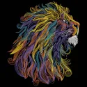 Colorful sketch of a lion featuring a funny expression, showcasing the Lion funny color sketch embroidery design.
