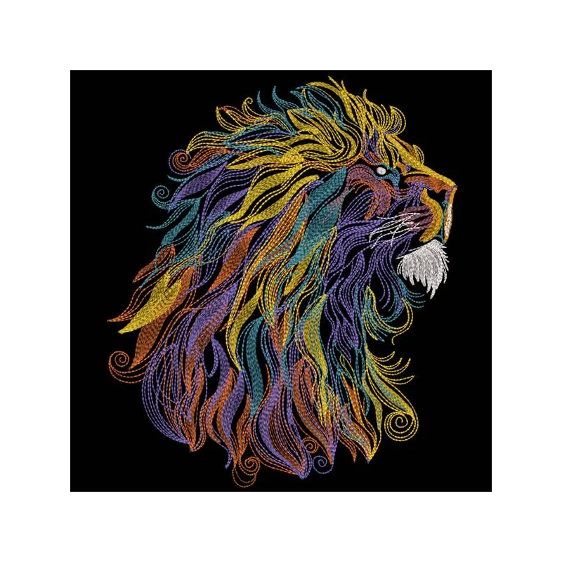 Colorful sketch of a lion featuring a funny expression, showcasing the Lion funny color sketch embroidery design.