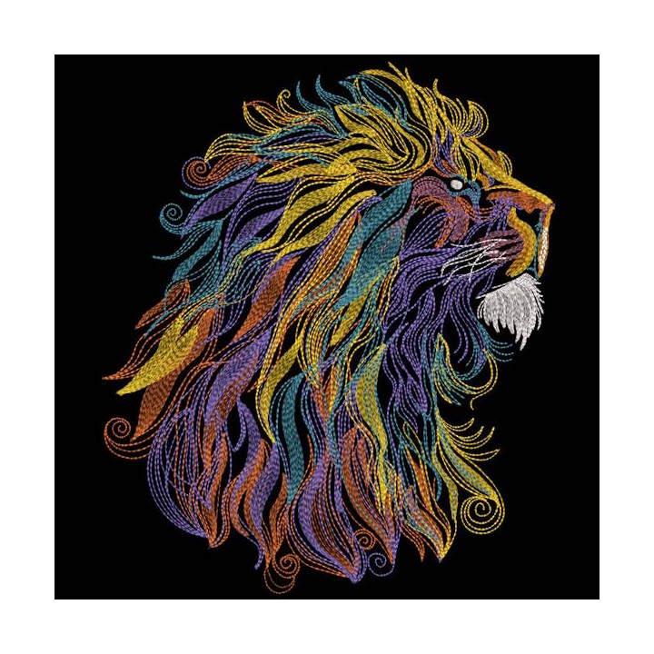 Lion funny color sketch embroidery design - Embroidery Design