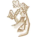 Embroidery design featuring an angel foot in palm, ideal for baby clothing or accessories.