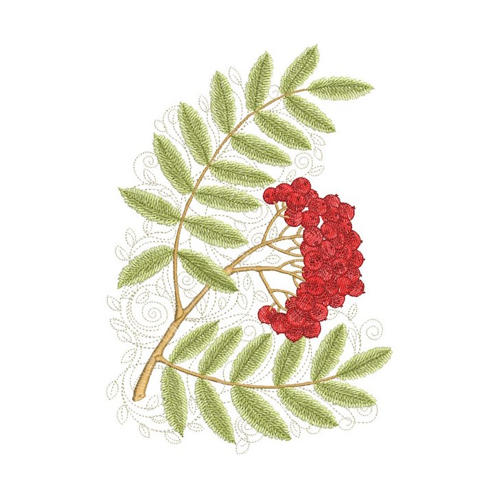 Ripe mountain ash embroidery design - Embroidery Design