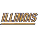 Illinois Fighting Illini wordmark logo embroidery design featuring bold orange and blue colors on a textured background.