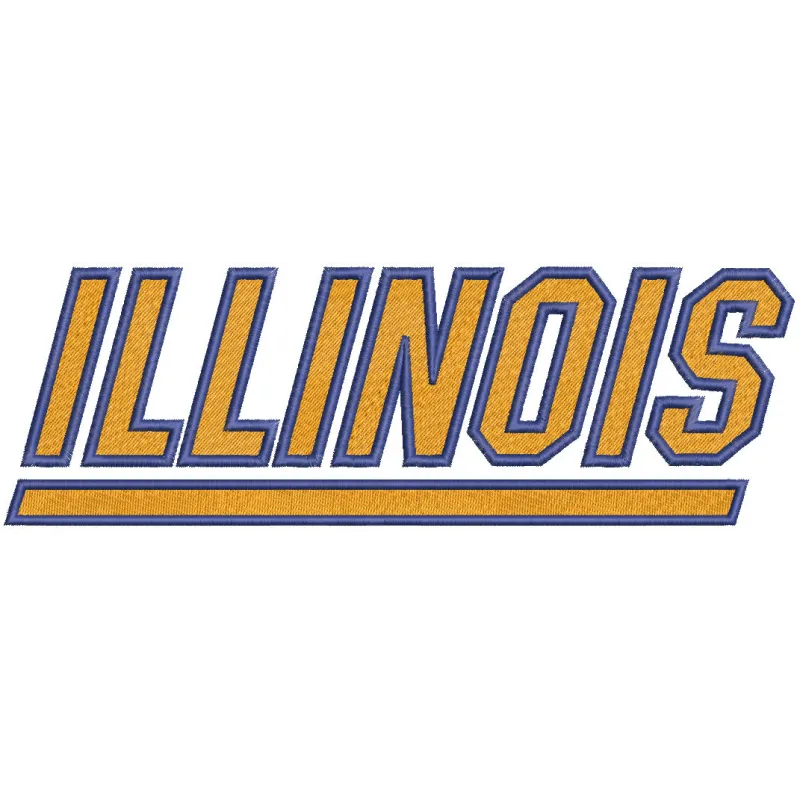 Illinois Fighting Illini wordmark logo embroidery design featuring bold orange and blue colors on a textured background.