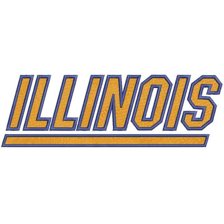 Illinois fighting illini wordmark logo embroidery design - Embroidery Design