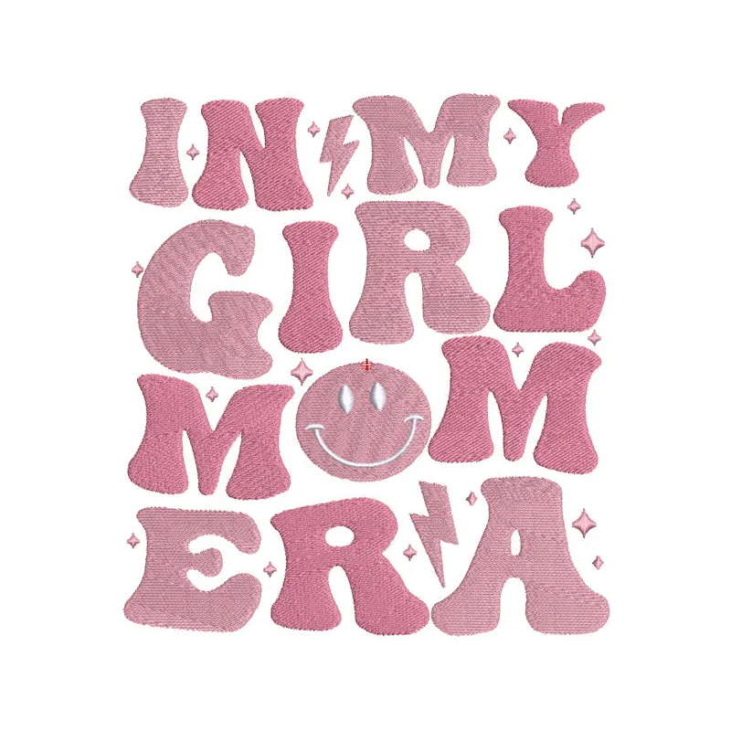 In my girl mom era embroidery design featuring elegant script on a soft fabric background.