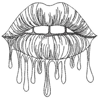 Mouth outline embroidery design featuring a simple, elegant outline of a mouth in a minimalist style.