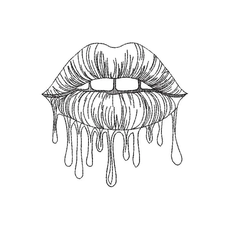 Mouth outline embroidery design featuring a simple, elegant outline of a mouth in a minimalist style.