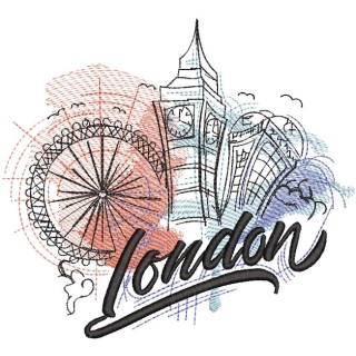 London quick sketch embroidery design - Embroidery Design