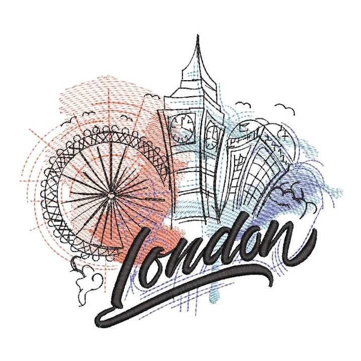 London quick sketch embroidery design - Embroidery Design