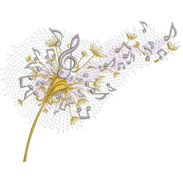 Dandelion music embroidery design - Embroidery Design