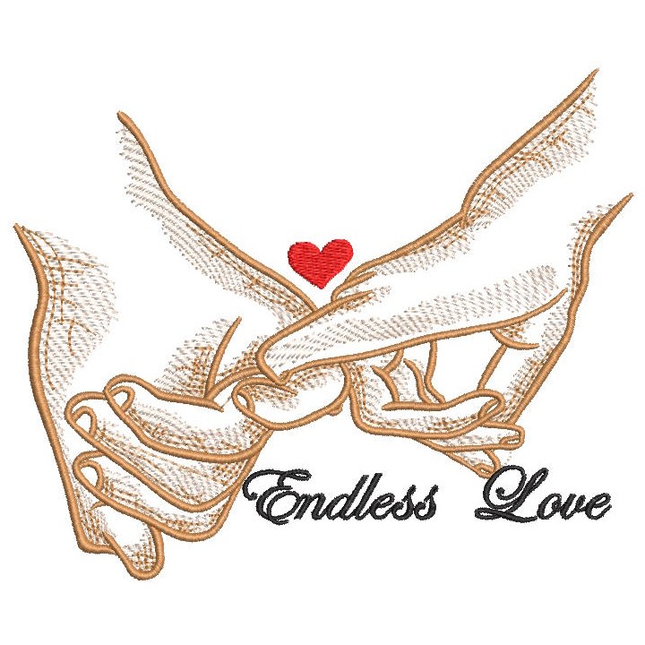 Holding hands endless love embroidery design - Embroidery Design